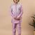 Boys lilac cotton silk kurta pyjama set with geometric jacquard jacket