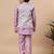 Boys lilac cotton silk kurta pyjama set with geometric jacquard jacket