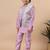 Boys lilac cotton silk kurta pyjama set with geometric jacquard jacket