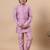 Boys lilac cotton silk kurta pyjama set with geometric jacquard jacket
