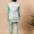 Boys mint green cotton silk kurta pyjama set with geometric jacquard jacket