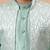 Boys mint green cotton silk kurta pyjama set with geometric jacquard jacket