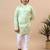 Boys pista green cotton silk geometric floral embroidered border kurta & pyjama set