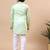 Boys pista green cotton silk geometric floral embroidered border kurta & pyjama set