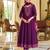 Floral embroidered silk round neck kurta trouser & dupatta set