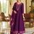 Floral embroidered silk round neck kurta trouser & dupatta set