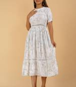 off-white rayon printed dress