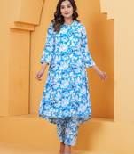 Women's rayon floral printed designer afghani pattern ethnic kurti with pant set 