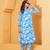 Women's rayon floral printed designer afghani pattern ethnic kurti with pant set 