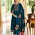 Floral embroidered silk round neck kurta trouser & dupatta set