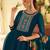 Floral embroidered silk round neck kurta trouser & dupatta set