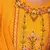 Floral embroidered silk round neck kurta trouser & dupatta set