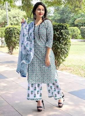Women's rayon floral printed kurti suit set 1