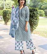 green rayon printed kurta sets