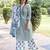 green rayon printed kurta sets