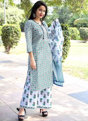 Women's rayon floral printed kurti suit set 2