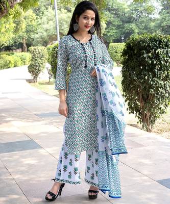 Women's rayon floral printed kurti suit set 5