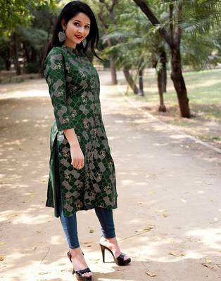 Women's rayon printed designer handprinted kurtis 2