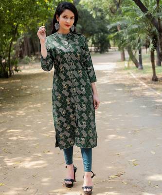 Women's rayon printed designer handprinted kurtis 3