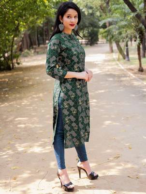 Women's rayon printed designer handprinted kurtis 4