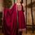Floral embroidered silk round neck kurta trouser & dupatta set