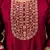 Floral embroidered silk round neck kurta trouser & dupatta set