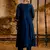 Floral embroidered silk round neck kurta trouser & dupatta set