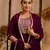 Floral embroidered silk round neck kurta trouser & dupatta set