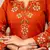 Floral embroidered silk round neck kurta trouser & dupatta set