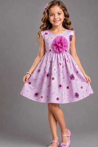 Purple printed organza dress