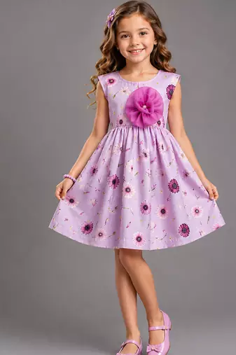 Purple printed organza dress