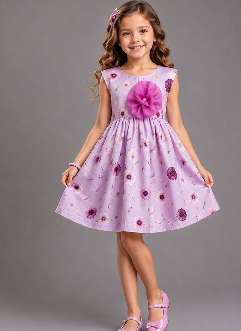 Purple printed organza dress