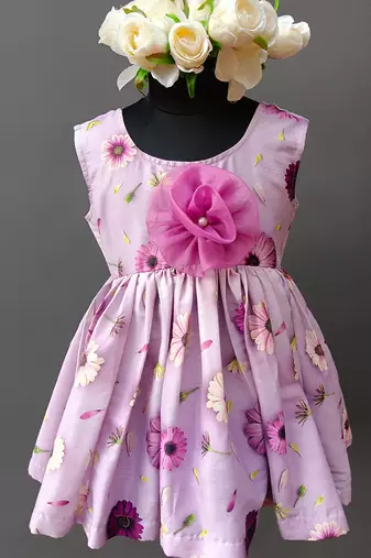 Purple printed organza dress