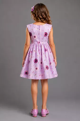 Purple printed organza dress