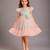Peach pastel green printed net dress
