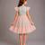 Peach pastel green printed net dress