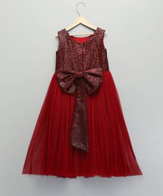 Red embroidered net dress 2