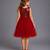 Red embroidered net dress