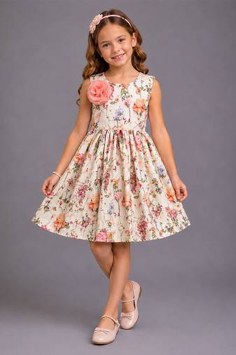 White printed organza dress