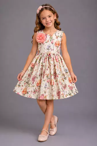 White printed organza dress