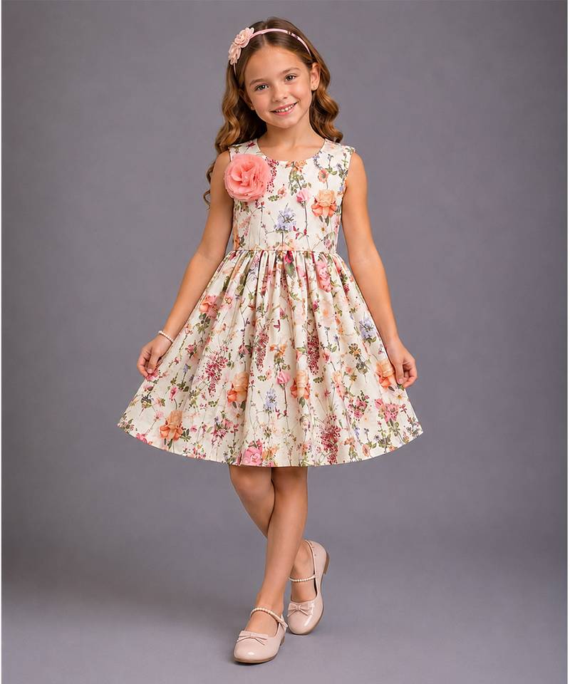 White printed organza dress