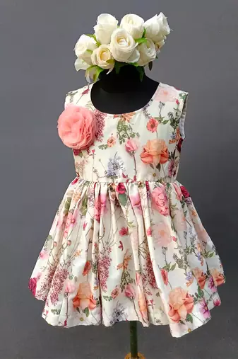 White printed organza dress