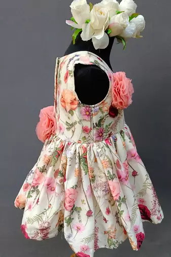 White printed organza dress