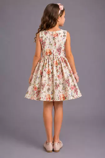 White printed organza dress