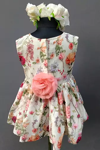 White printed organza dress