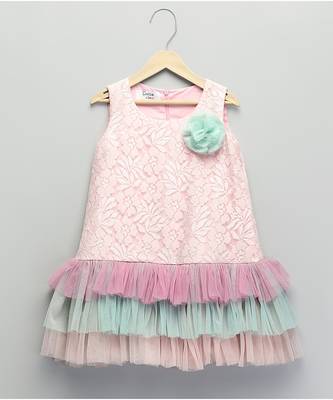 Baby pink embroidered organza dress 2