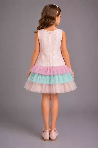 Baby pink embroidered organza dress