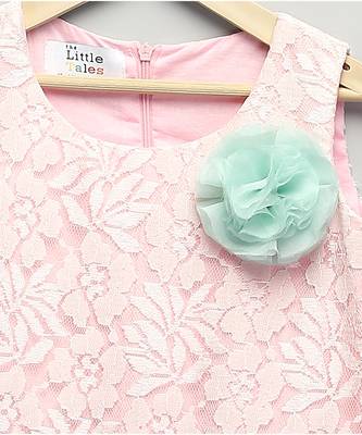 Baby pink embroidered organza dress 5