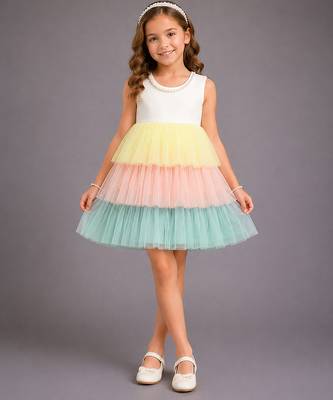 White multicolored woven lycra dress 1