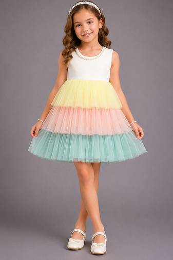 White multicolored woven lycra dress